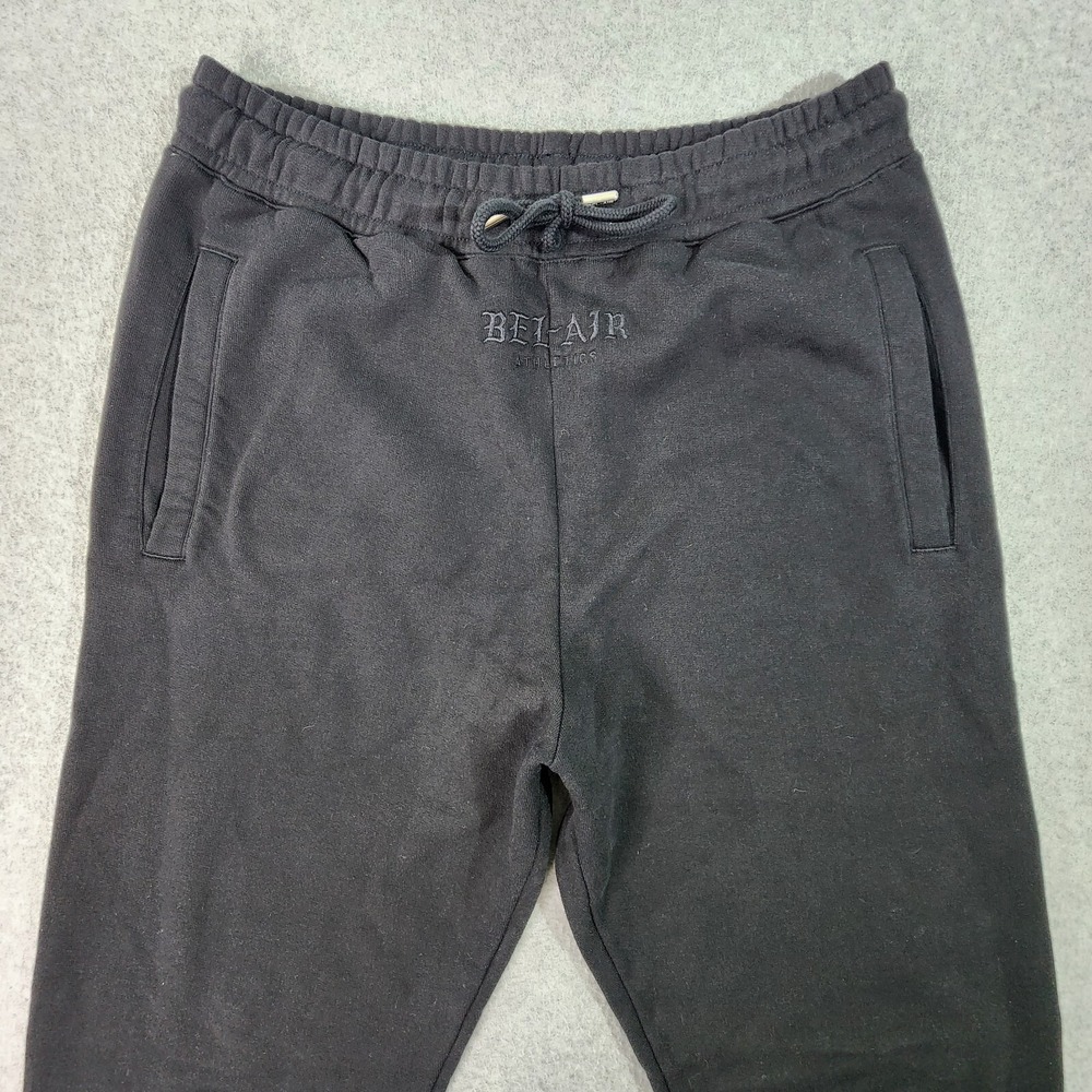 Bel-Air Athletics Sweatpants Mens Medium‎ 30x31 Black Embroidered Tapered Pants - Picture 2 of 16